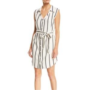 Alice + Olivia Payton Stripe V-Neck Sleeveless Button Down Belted Dress 8